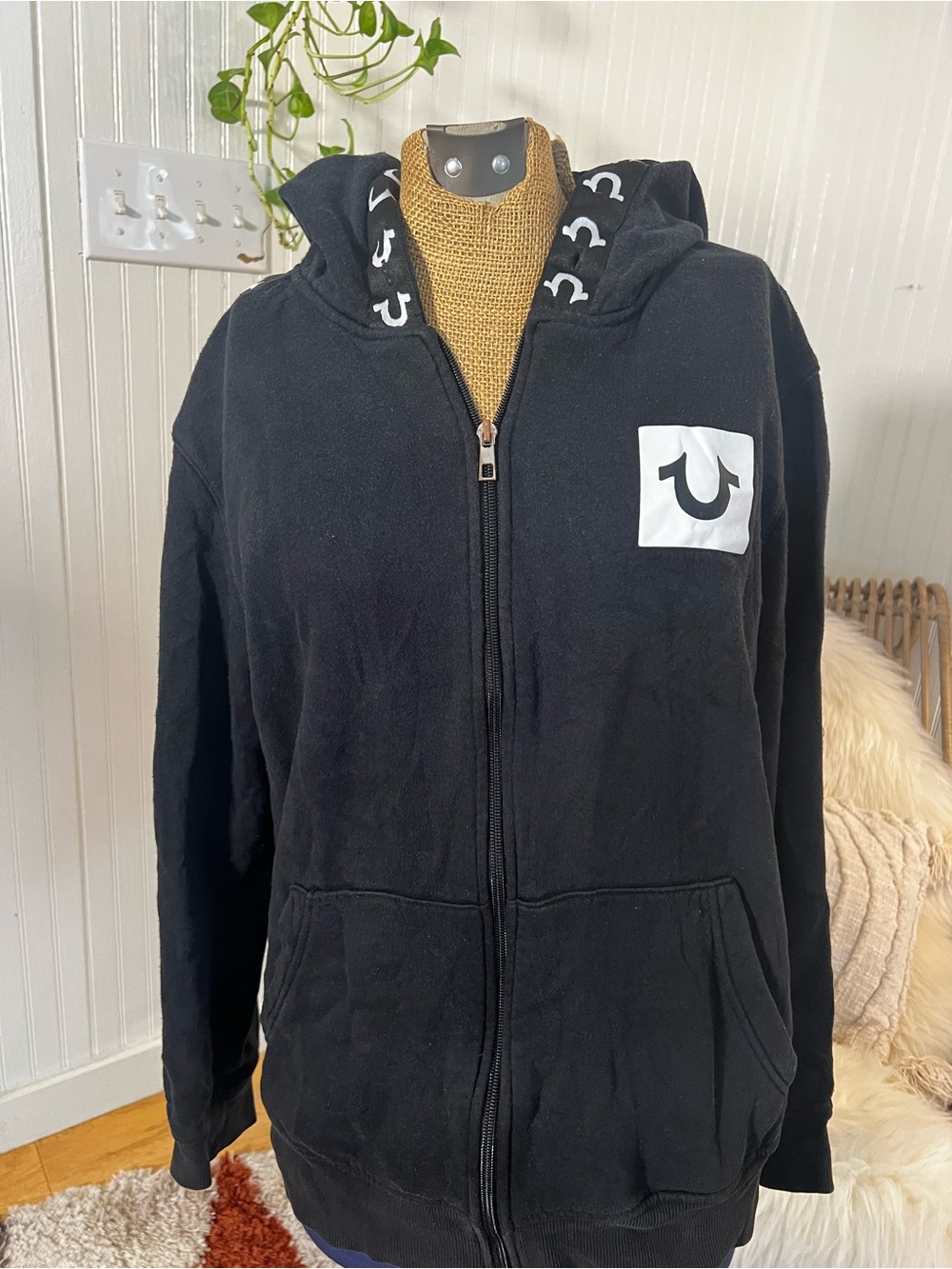 True Religion Black Full-Zip Hoodie Jacket